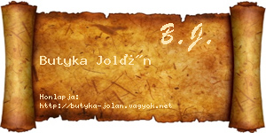 Butyka Jolán névjegykártya